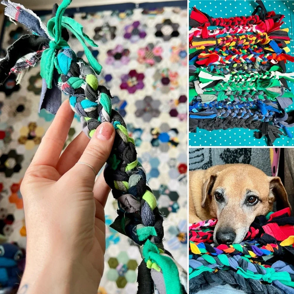 Colorful Dog Tug Toy - Braided Upcycled